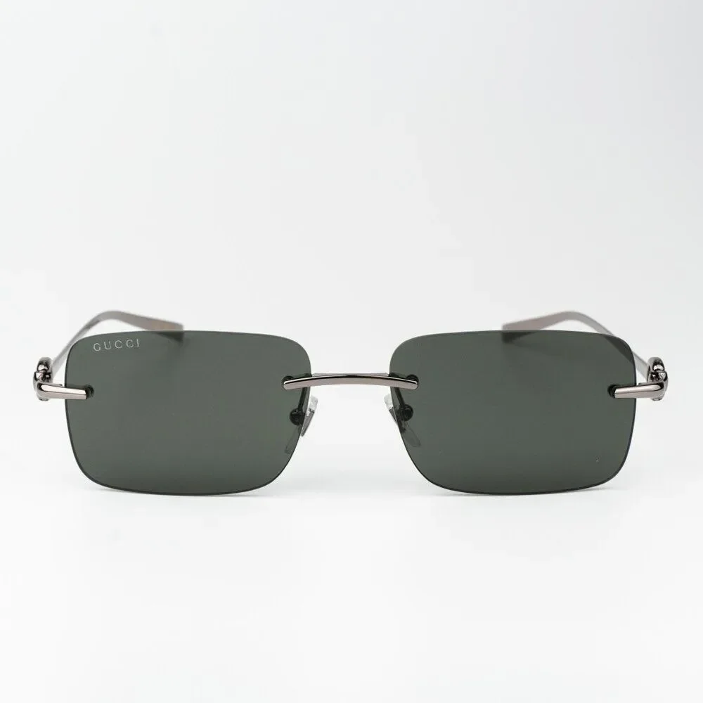Gucci Men Sunglasses Ruthenium Grey Rectangle GG1703S 001 BRAND NEW